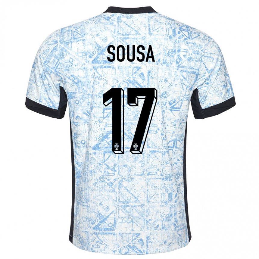 Kids Football Portugal Vasco Sousa #17 Cream Blue Away Jersey 24-26 T-Shirt Canada