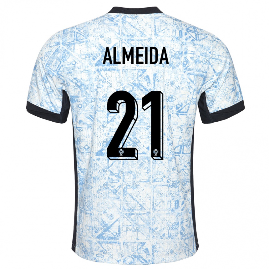 Kids Football Portugal Andre Almeida #21 Cream Blue Away Jersey 24-26 T-Shirt Canada