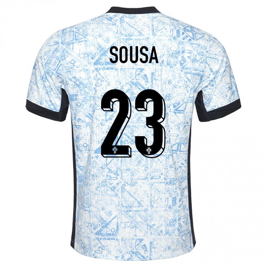 Kids Football Portugal Afonso Sousa #23 Cream Blue Away Jersey 24-26 T-Shirt Canada