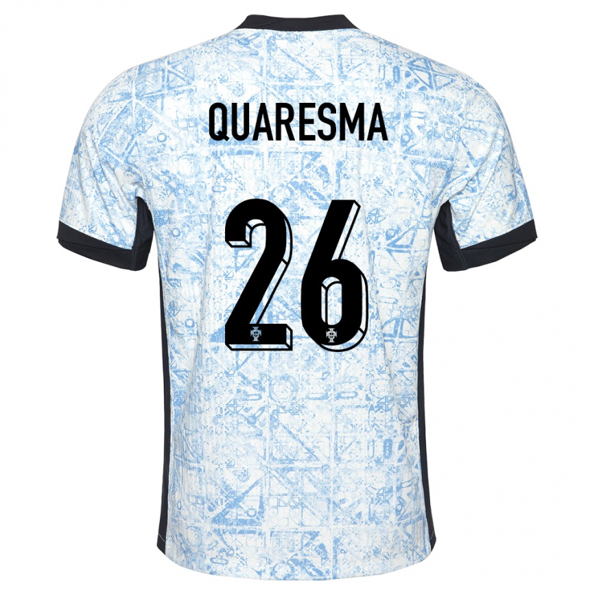 Kids Football Portugal Eduardo Quaresma #26 Cream Blue Away Jersey 24-26 T-Shirt Canada