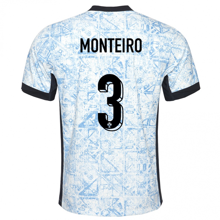 Kids Football Portugal Diogo Monteiro #3 Cream Blue Away Jersey 24-26 T-Shirt Canada