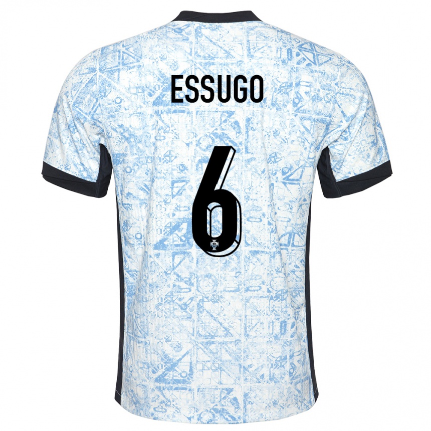 Kids Football Portugal Dario Essugo #6 Cream Blue Away Jersey 24-26 T-Shirt Canada