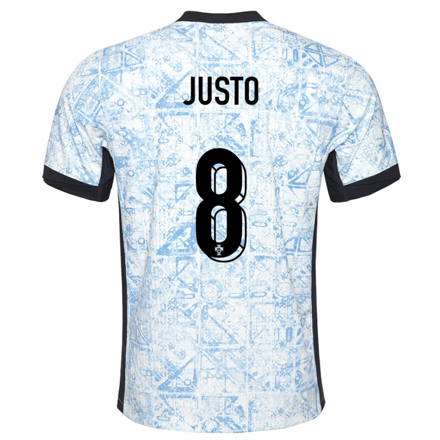 Kids Football Portugal Samuel Justo #8 Cream Blue Away Jersey 24-26 T-Shirt Canada