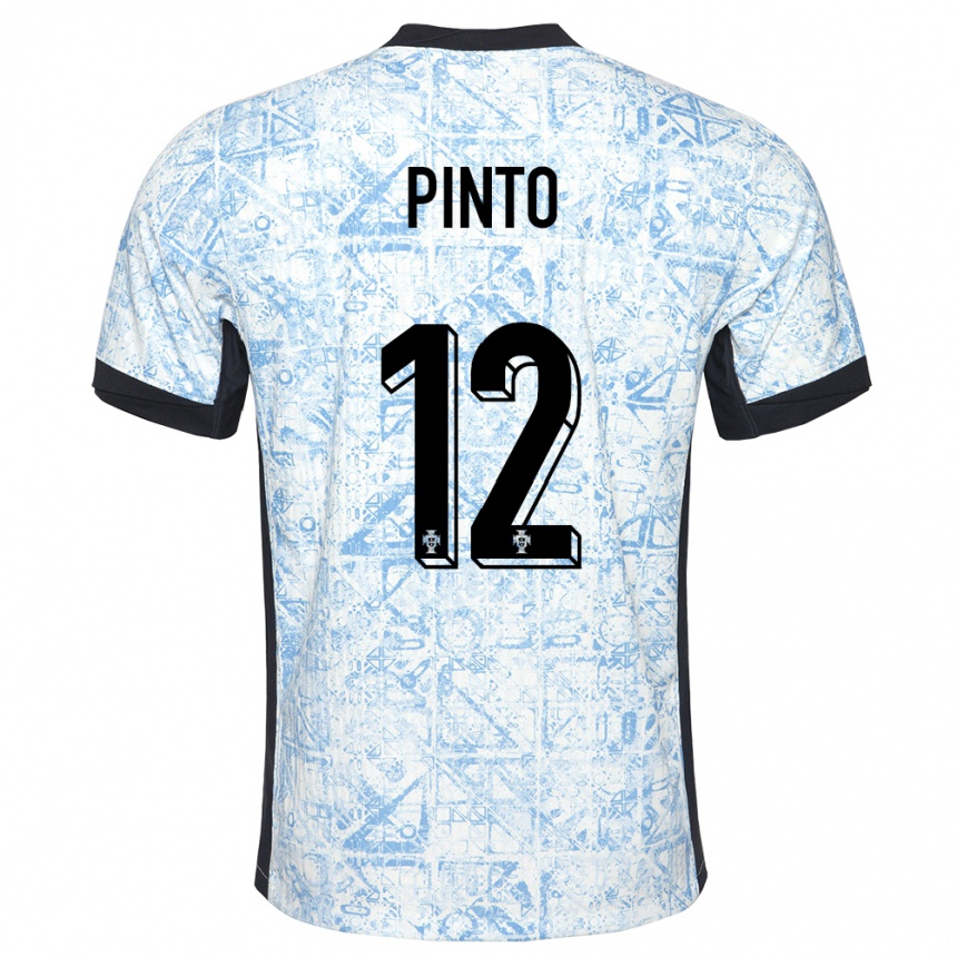 Kids Football Portugal Diogo Pinto #12 Cream Blue Away Jersey 24-26 T-Shirt Canada