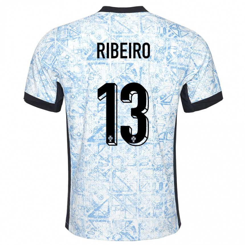 Kids Football Portugal Antonio Ribeiro #13 Cream Blue Away Jersey 24-26 T-Shirt Canada