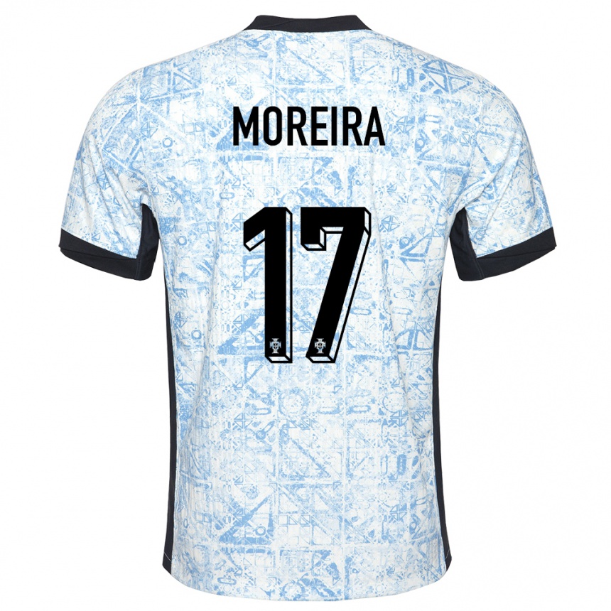 Kids Football Portugal Afonso Moreira #17 Cream Blue Away Jersey 24-26 T-Shirt Canada