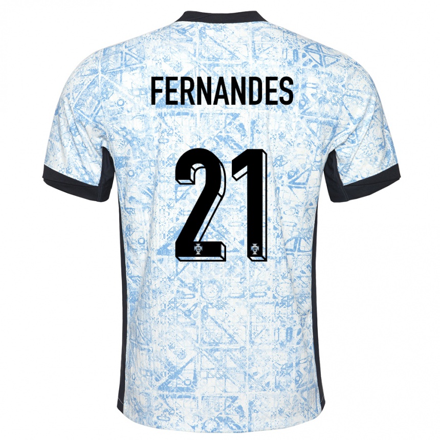 Kids Football Portugal Mateus Fernandes #21 Cream Blue Away Jersey 24-26 T-Shirt Canada