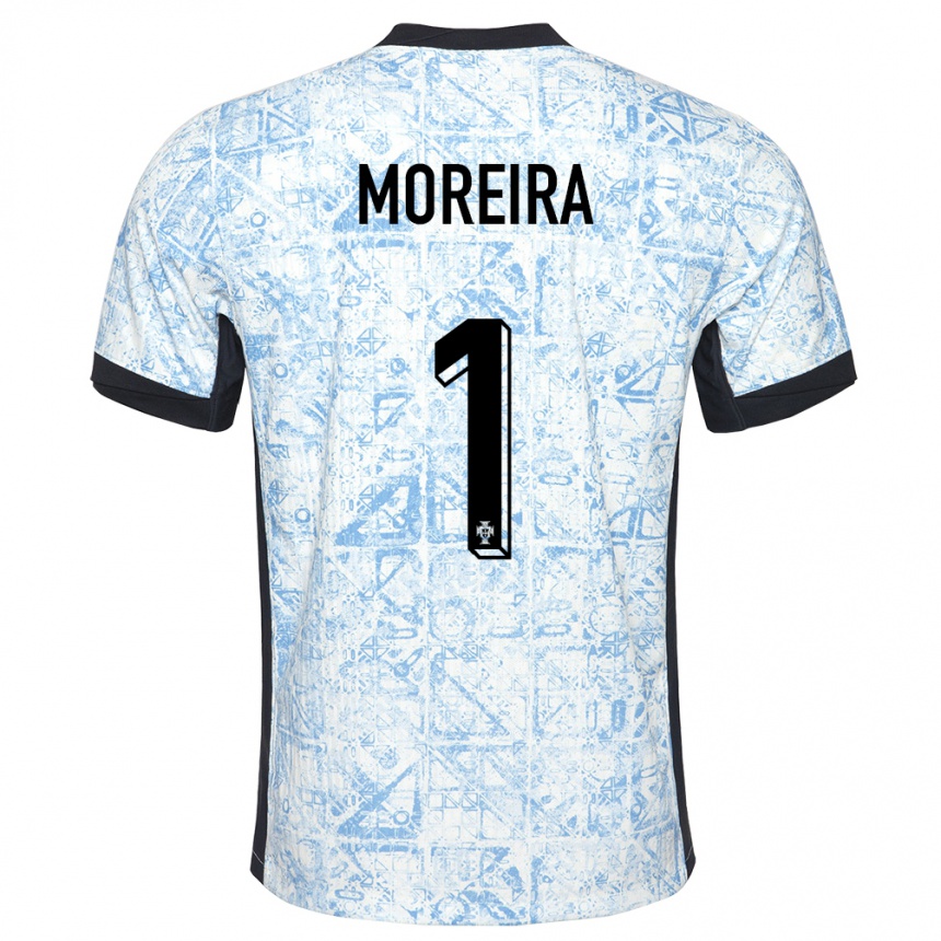 Kids Football Portugal Andre Moreira #1 Cream Blue Away Jersey 24-26 T-Shirt Canada