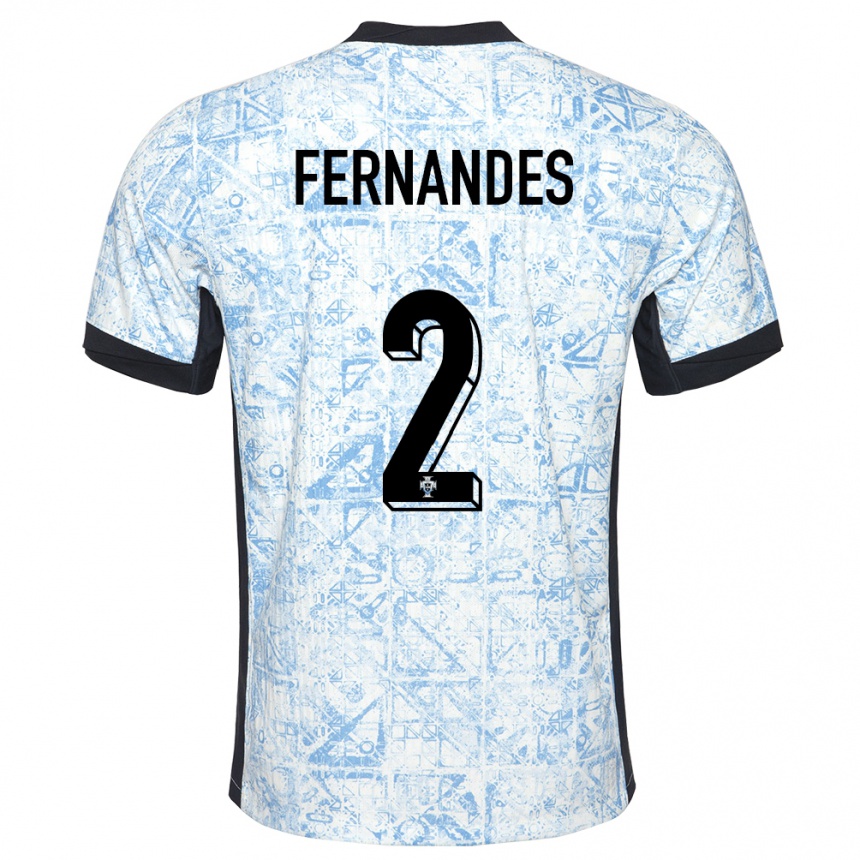 Kids Football Portugal Martim Fernandes #2 Cream Blue Away Jersey 24-26 T-Shirt Canada