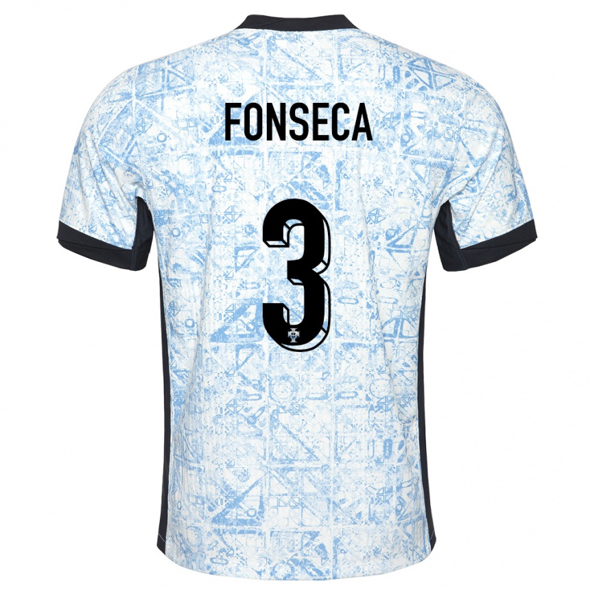 Kids Football Portugal Joao Fonseca #3 Cream Blue Away Jersey 24-26 T-Shirt Canada