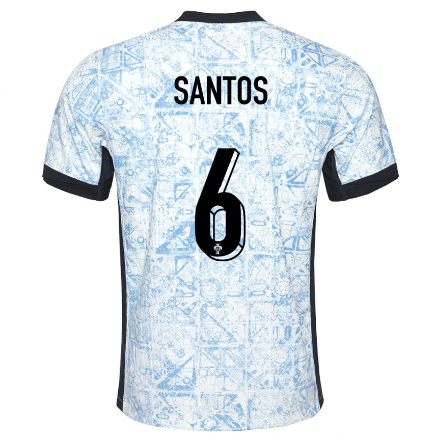 Kids Football Portugal Vasco Santos #6 Cream Blue Away Jersey 24-26 T-Shirt Canada