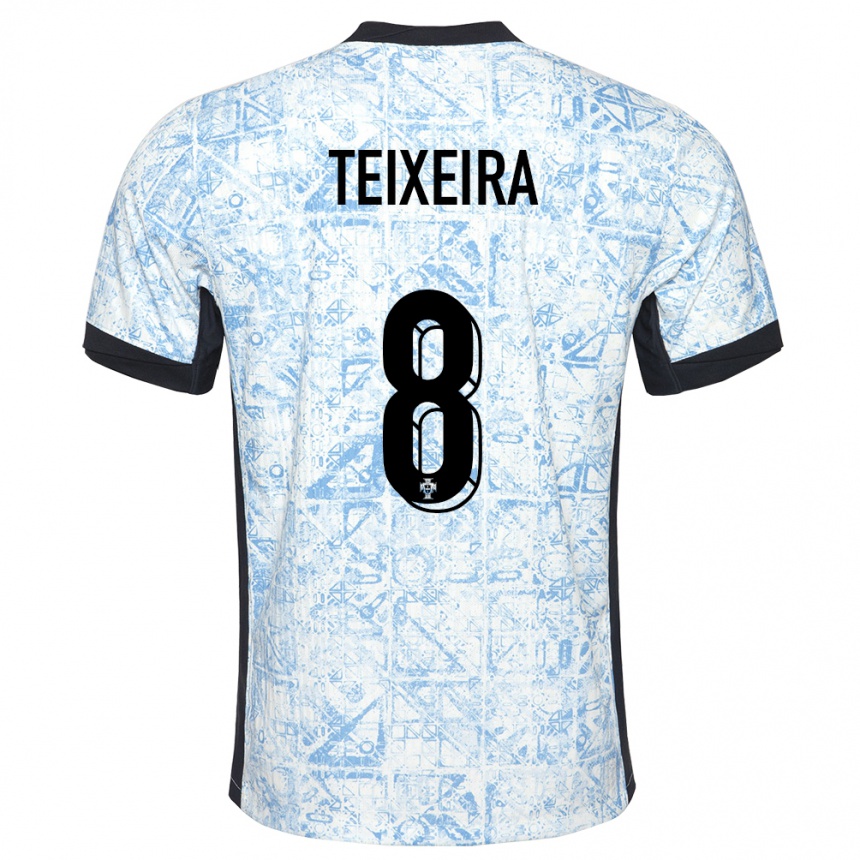 Kids Football Portugal Joao Teixeira #8 Cream Blue Away Jersey 24-26 T-Shirt Canada