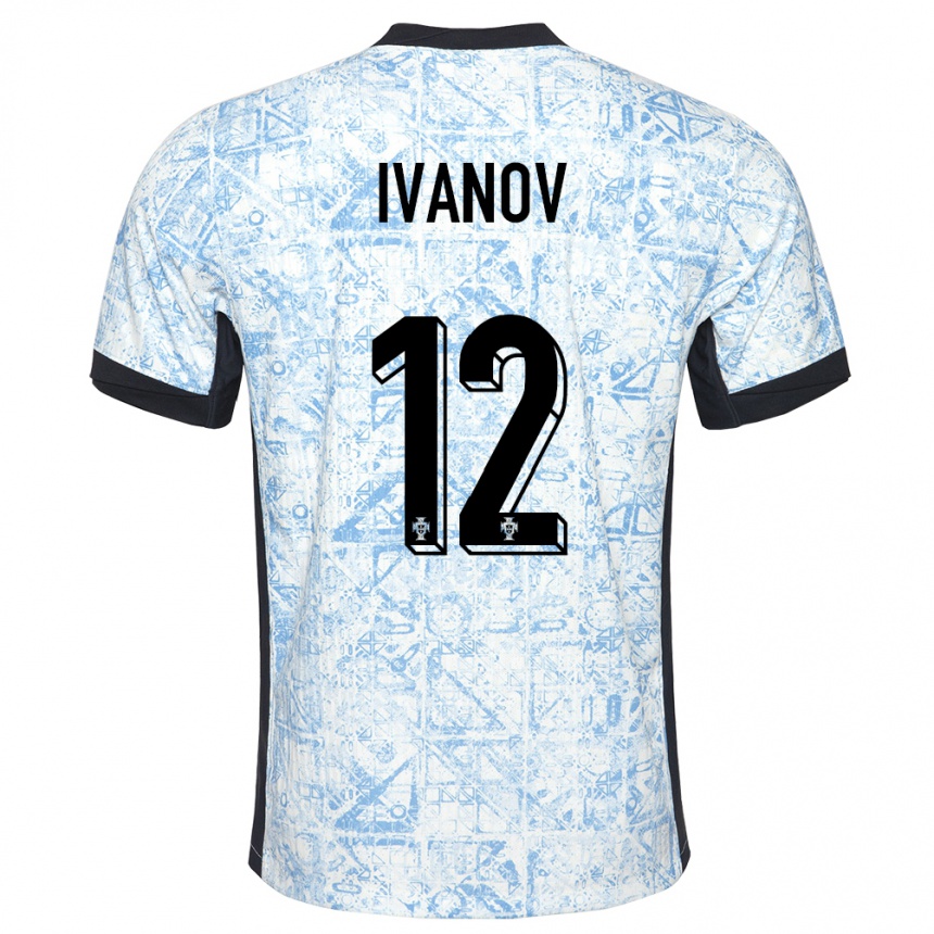 Kids Football Portugal David Ivanov #12 Cream Blue Away Jersey 24-26 T-Shirt Canada