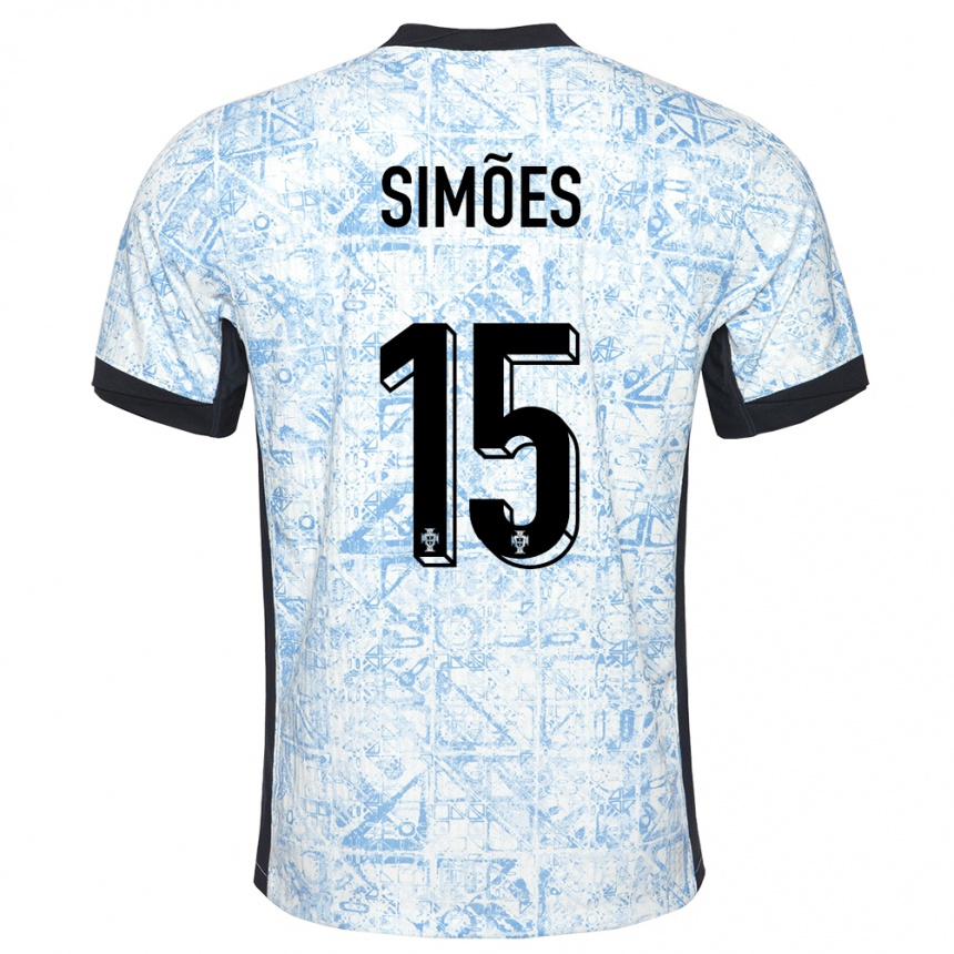 Kids Football Portugal Joao Simoes #15 Cream Blue Away Jersey 24-26 T-Shirt Canada