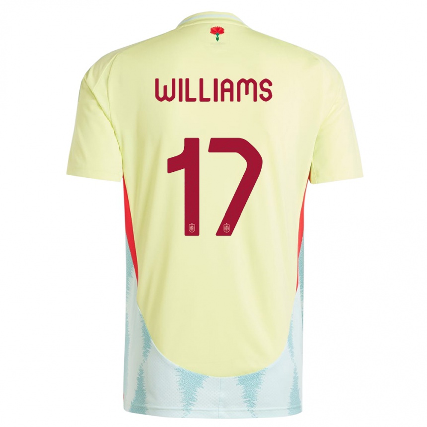 Kids Football Spain Nico Williams #17 Yellow Away Jersey 24-26 T-Shirt Canada