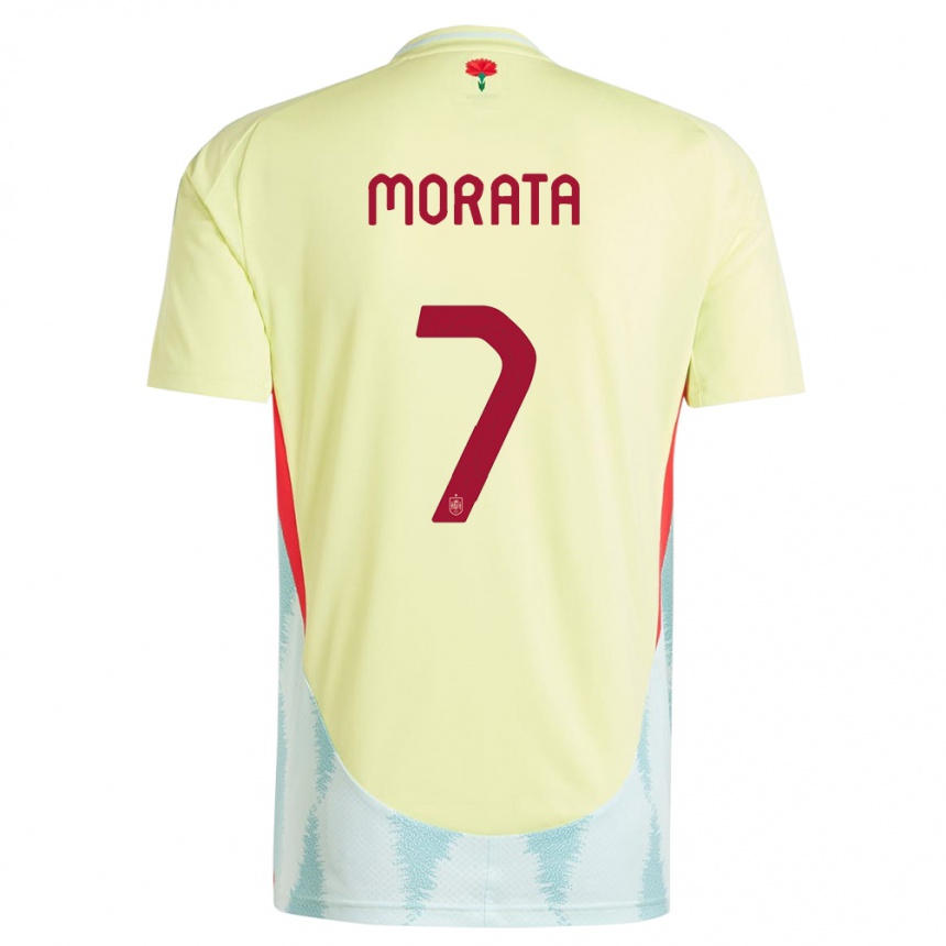 Kids Football Spain Alvaro Morata #7 Yellow Away Jersey 24-26 T-Shirt Canada