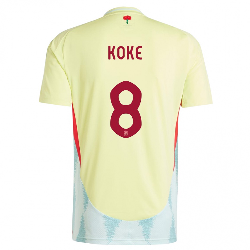 Kids Football Spain Koke #8 Yellow Away Jersey 24-26 T-Shirt Canada