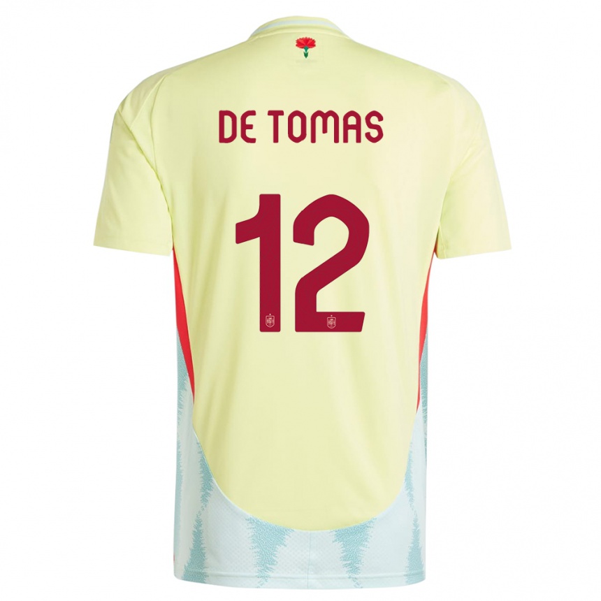 Kids Football Spain Raul De Tomas #12 Yellow Away Jersey 24-26 T-Shirt Canada