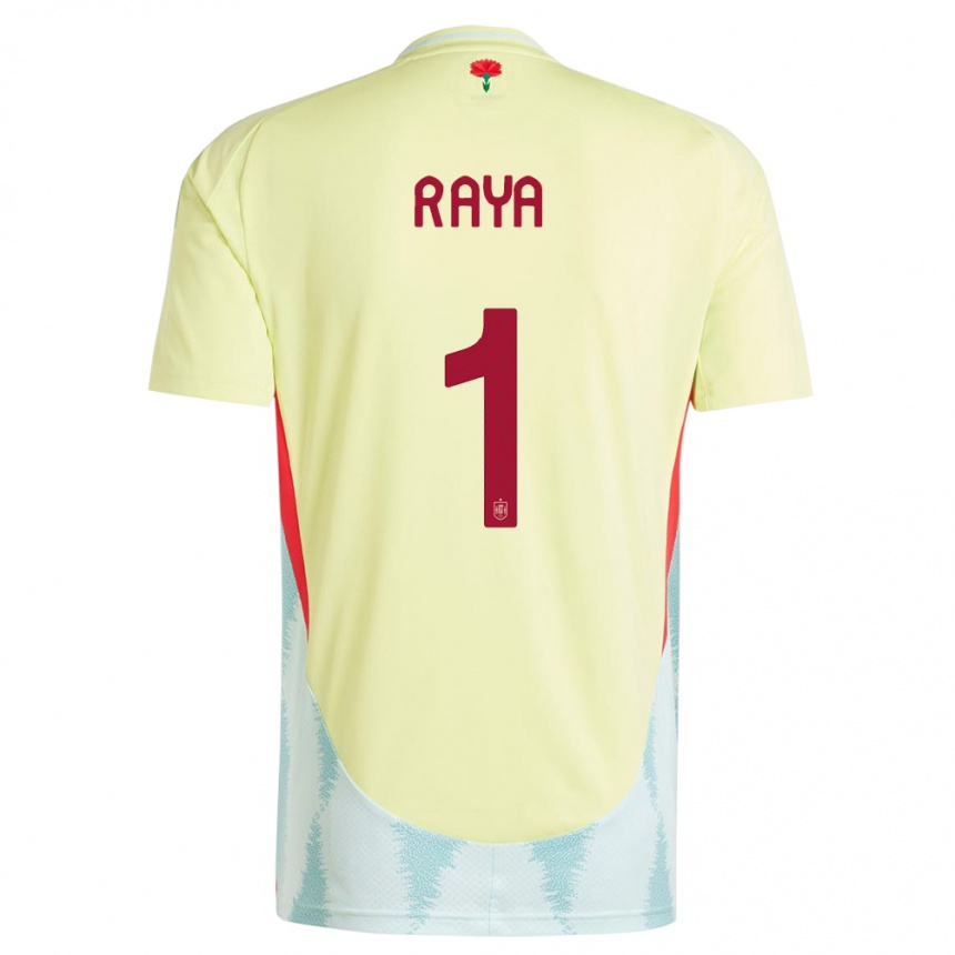 Kids Football Spain David Raya #1 Yellow Away Jersey 24-26 T-Shirt Canada