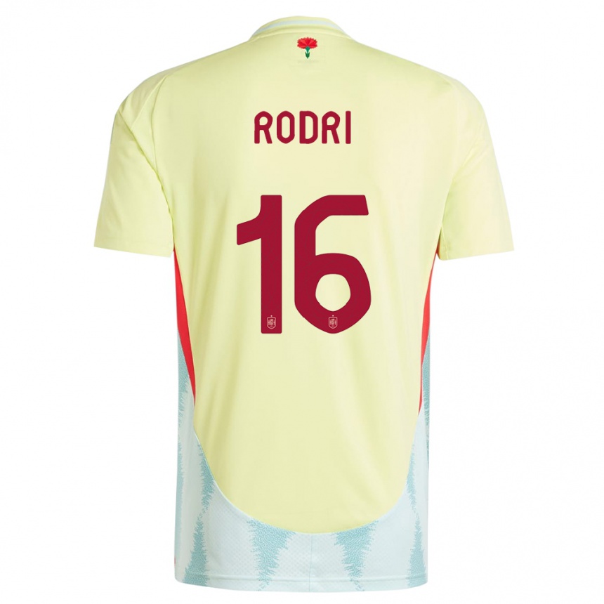 Kids Football Spain Rodri #16 Yellow Away Jersey 24-26 T-Shirt Canada