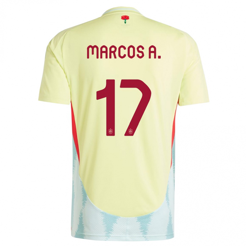 Kids Football Spain Marcos Alonso #17 Yellow Away Jersey 24-26 T-Shirt Canada