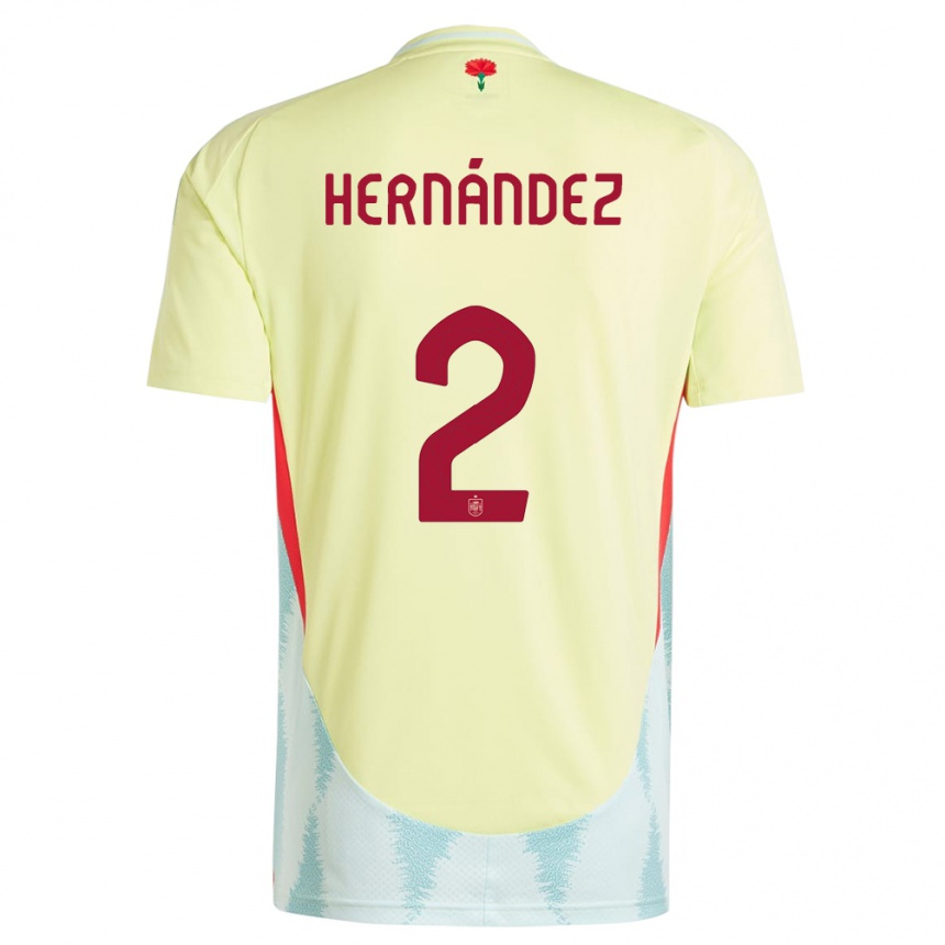 Kids Football Spain Oihane Hernandez #2 Yellow Away Jersey 24-26 T-Shirt Canada