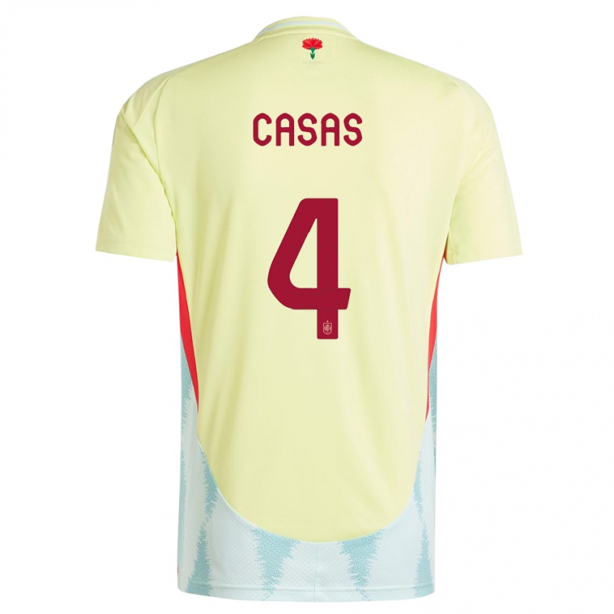 Kids Football Spain Arnau Casas #4 Yellow Away Jersey 24-26 T-Shirt Canada