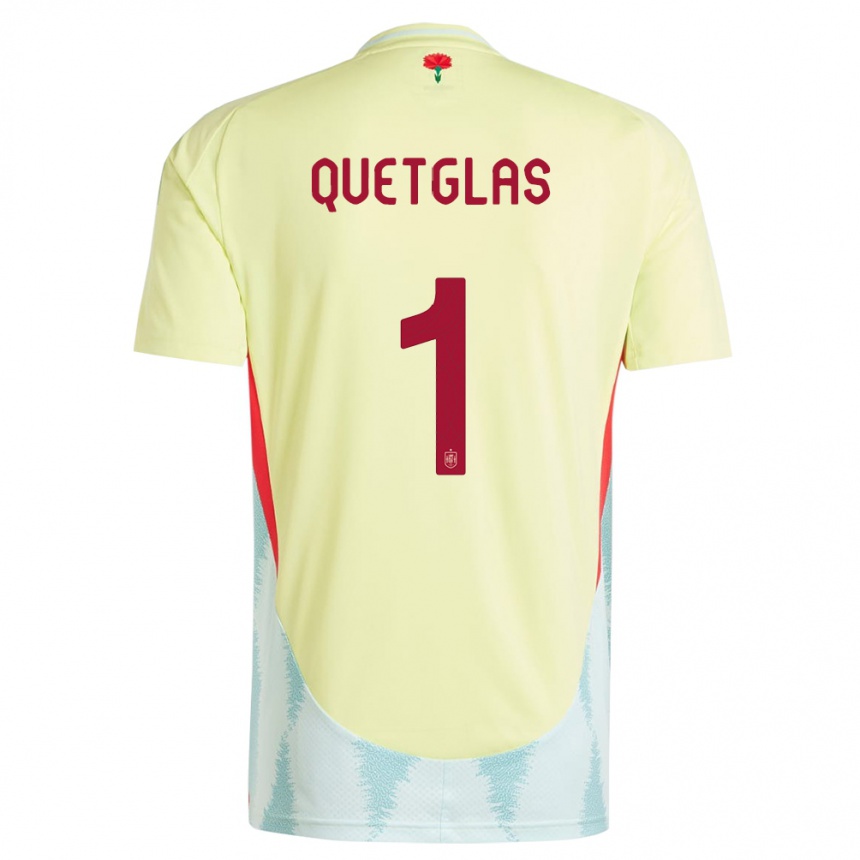 Kids Football Spain Ferran Quetglas #1 Yellow Away Jersey 24-26 T-Shirt Canada