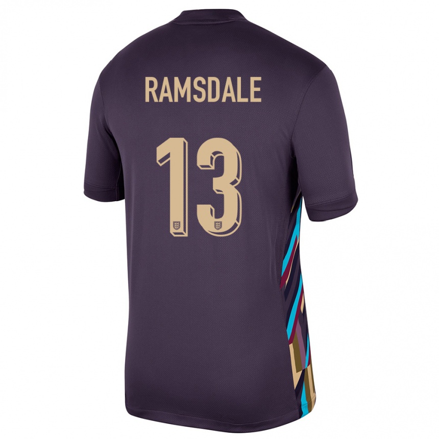 Kids Football England Aaron Ramsdale #13 Dark Raisin Away Jersey 24-26 T-Shirt Canada