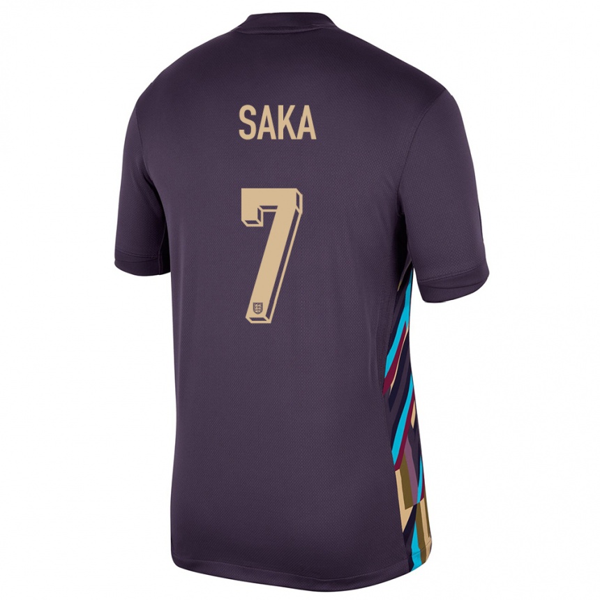 Kids Football England Bukayo Saka #7 Dark Raisin Away Jersey 24-26 T-Shirt Canada