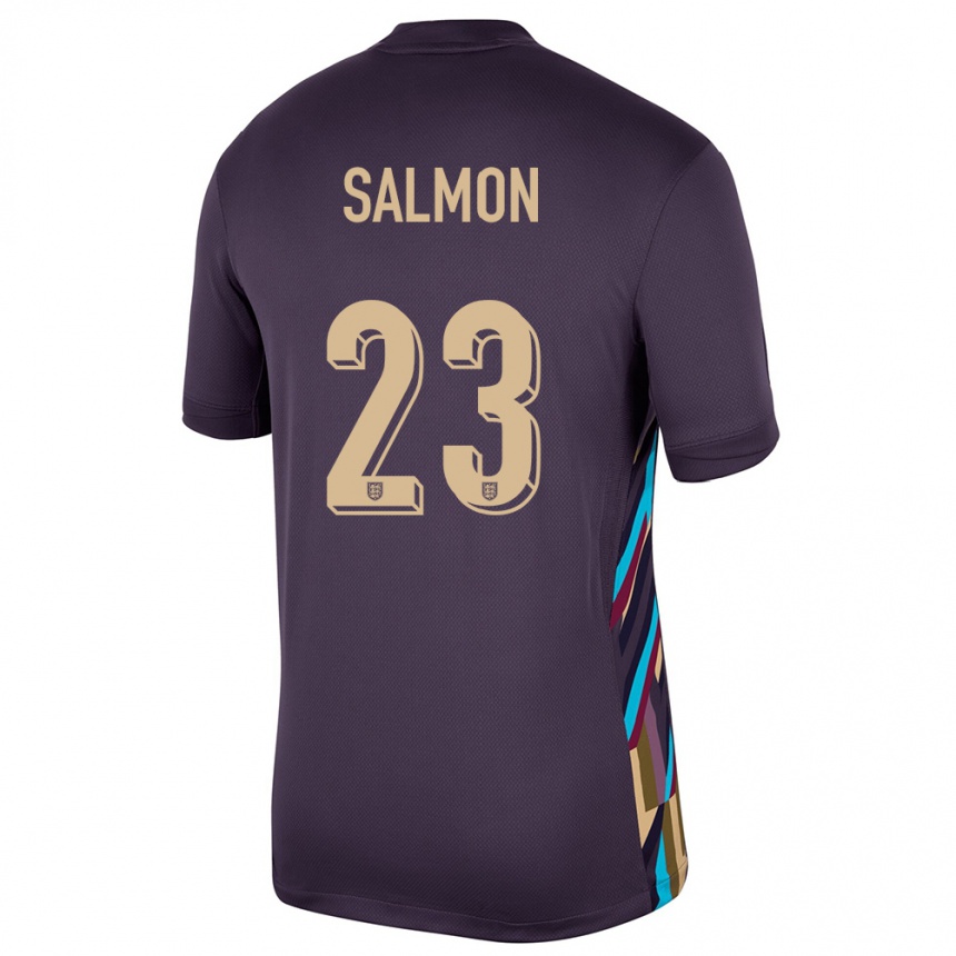 Kids Football England Ebony Salmon #23 Dark Raisin Away Jersey 24-26 T-Shirt Canada