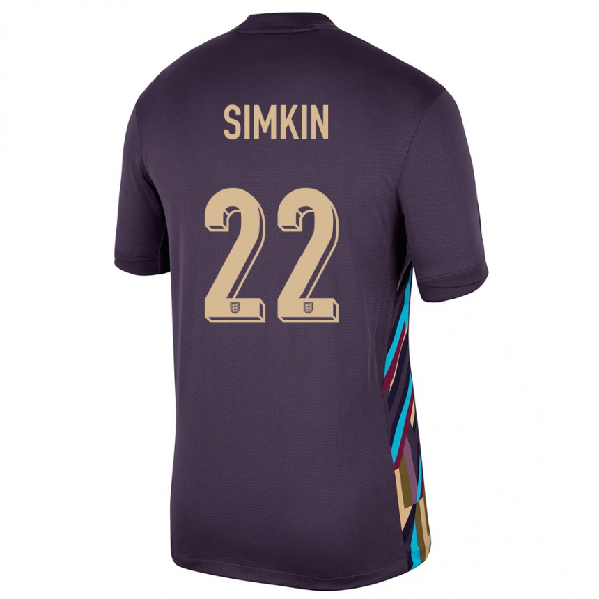 Kids Football England Tommy Simkin #22 Dark Raisin Away Jersey 24-26 T-Shirt Canada