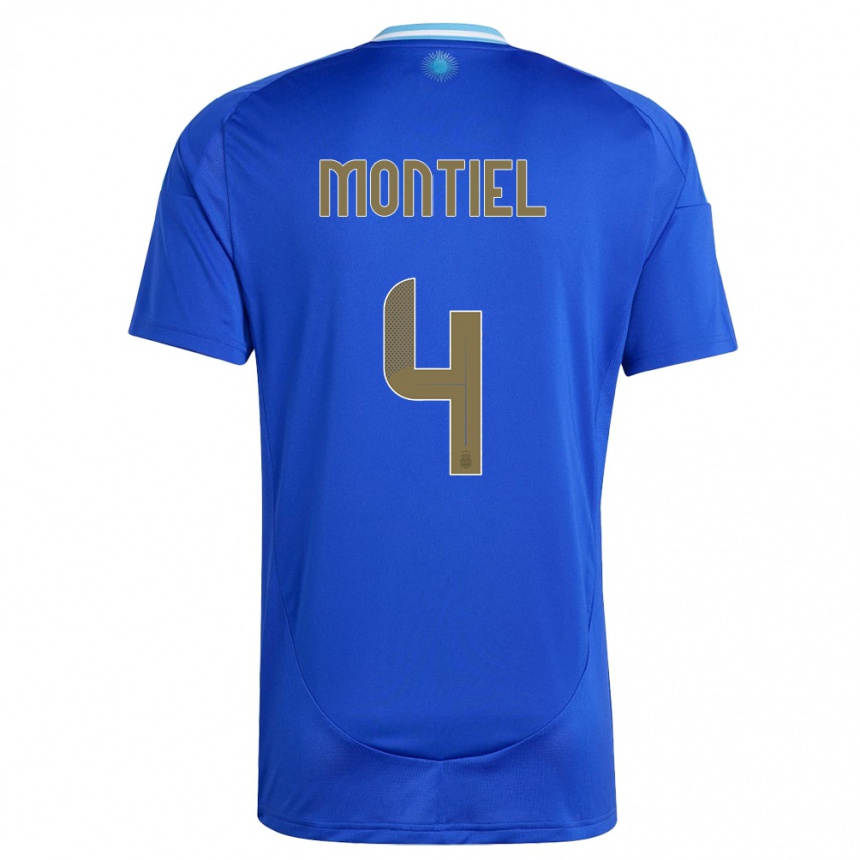 Kids Football Argentina Gonzalo Montiel #4 Blue Away Jersey 24-26 T-Shirt Canada