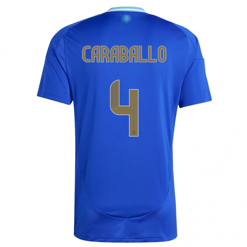 Kids Football Argentina Brian Caraballo #4 Blue Away Jersey 24-26 T-Shirt Canada