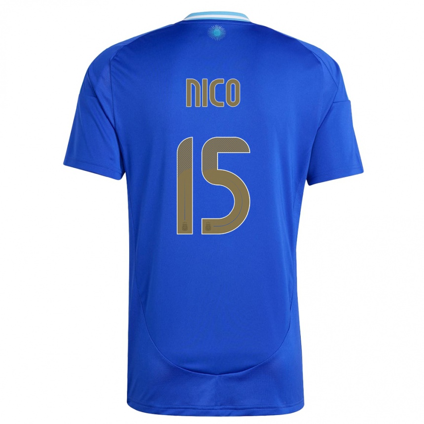 Kids Football Argentina Nico #15 Blue Away Jersey 24-26 T-Shirt Canada