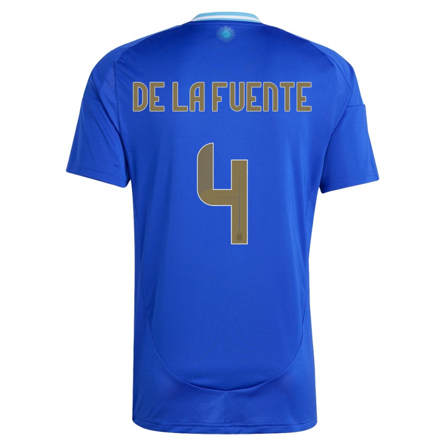 Kids Football Argentina Hernan De La Fuente #4 Blue Away Jersey 24-26 T-Shirt Canada