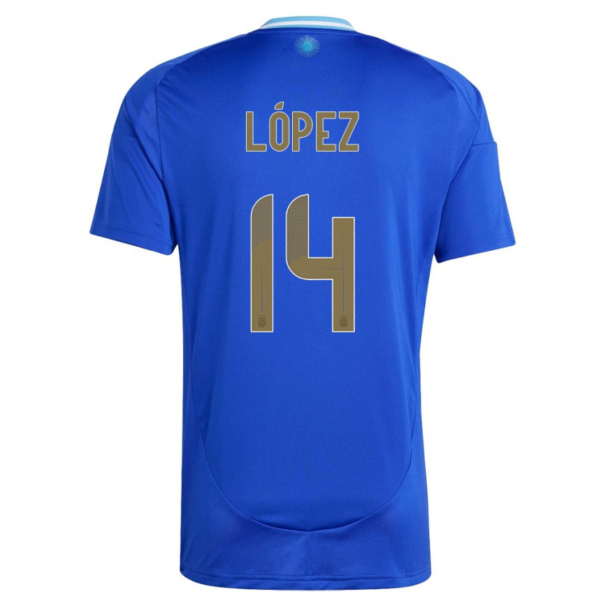 Kids Football Argentina Lautaro Lopez #14 Blue Away Jersey 24-26 T-Shirt Canada