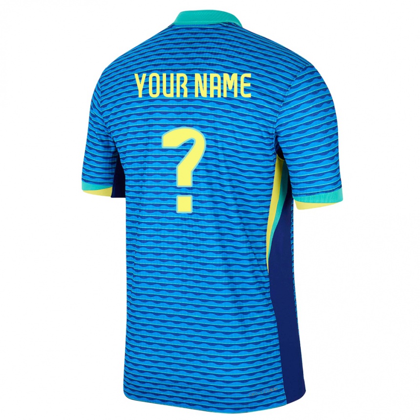 Kids Football Brazil Your Name #0 Blue Away Jersey 24-26 T-Shirt Canada