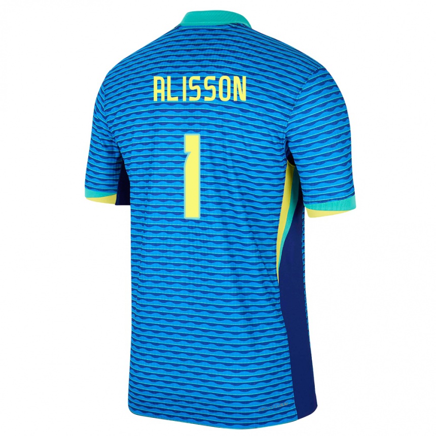 Kids Football Brazil Alisson #1 Blue Away Jersey 24-26 T-Shirt Canada