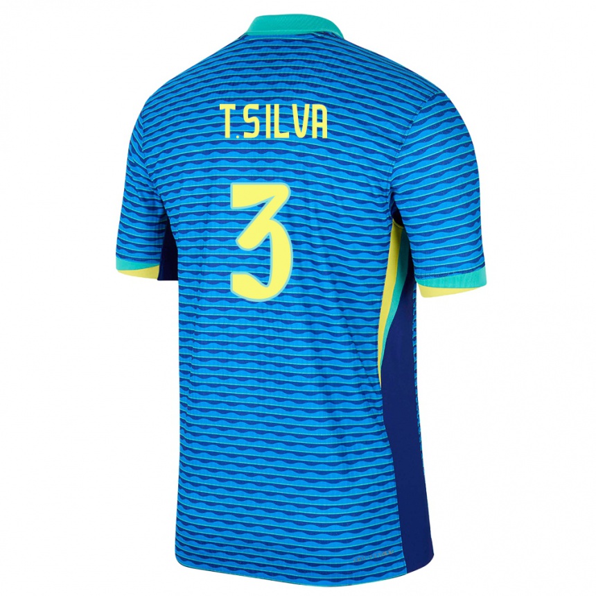 Kids Football Brazil Thiago Silva #3 Blue Away Jersey 24-26 T-Shirt Canada