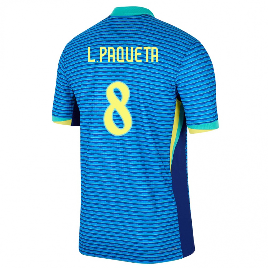 Kids Football Brazil Lucas Paqueta #8 Blue Away Jersey 24-26 T-Shirt Canada