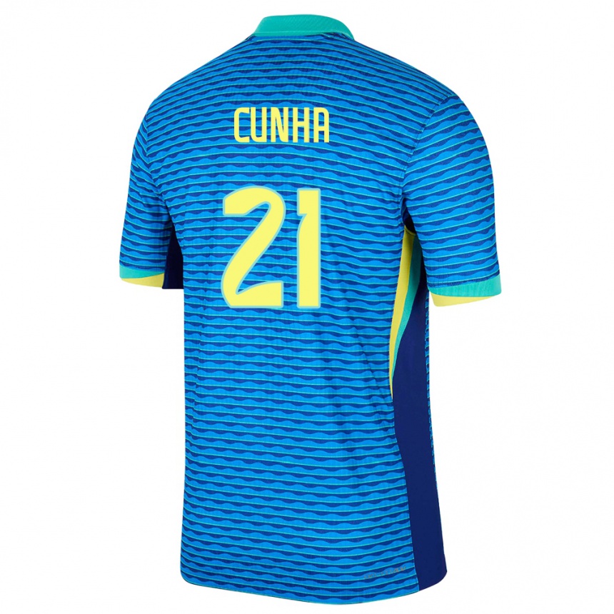 Kids Football Brazil Matheus Cunha #21 Blue Away Jersey 24-26 T-Shirt Canada