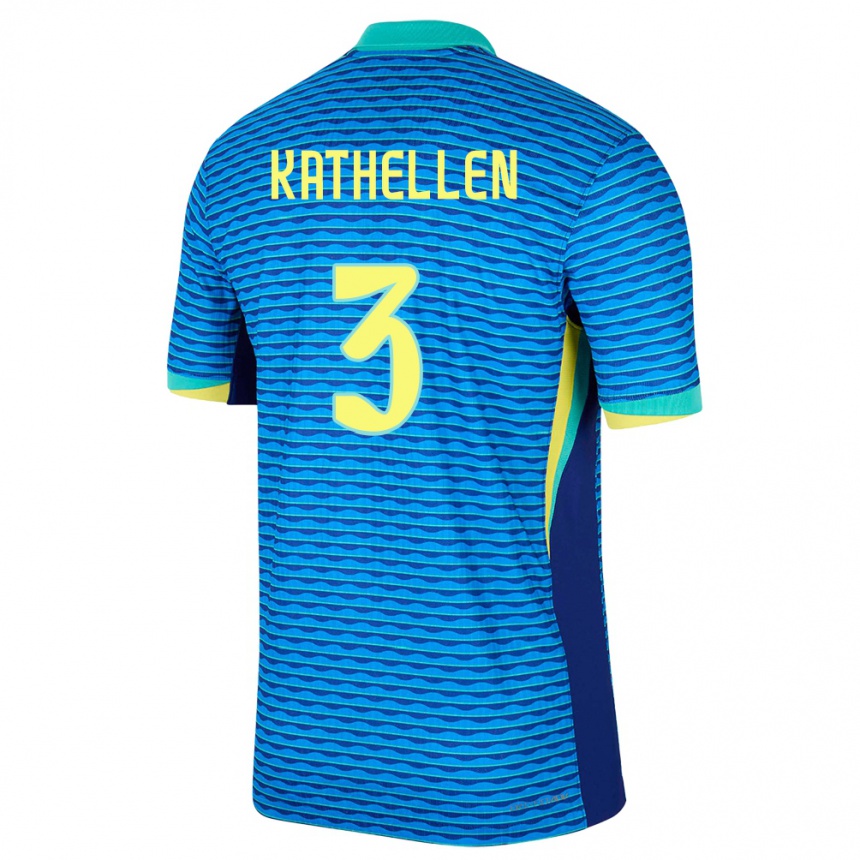 Kids Football Brazil Kathellen #3 Blue Away Jersey 24-26 T-Shirt Canada