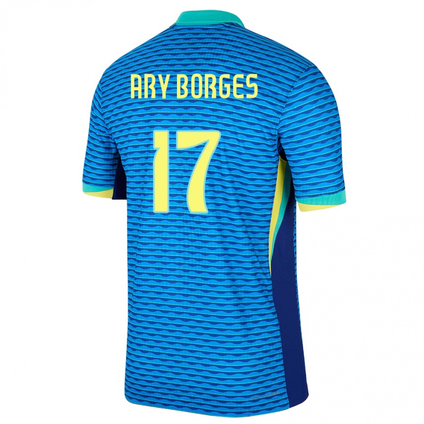 Kids Football Brazil Ary Borges #17 Blue Away Jersey 24-26 T-Shirt Canada