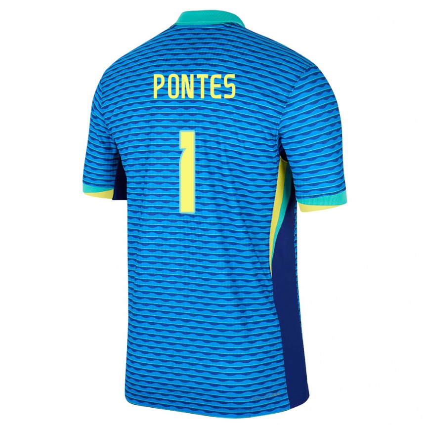 Kids Football Brazil Mycael Pontes #1 Blue Away Jersey 24-26 T-Shirt Canada