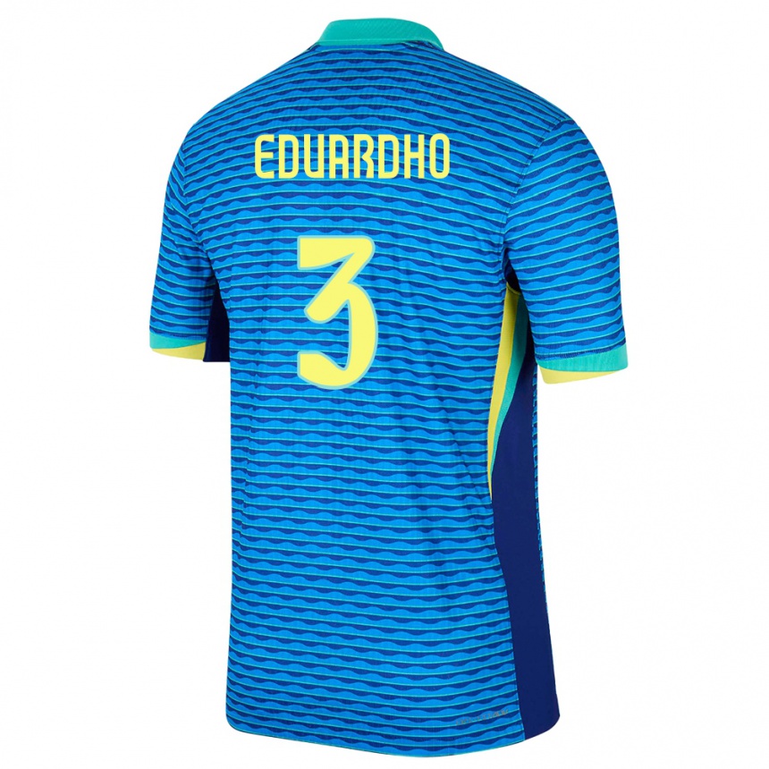 Kids Football Brazil Eduardho #3 Blue Away Jersey 24-26 T-Shirt Canada