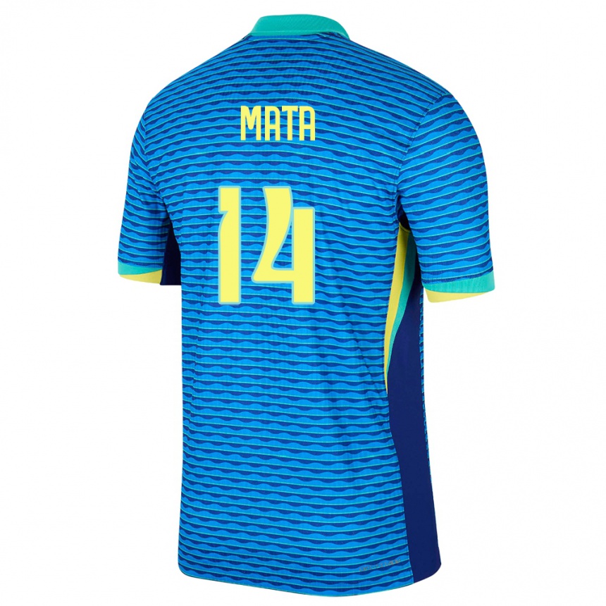 Kids Football Brazil Da Mata #14 Blue Away Jersey 24-26 T-Shirt Canada