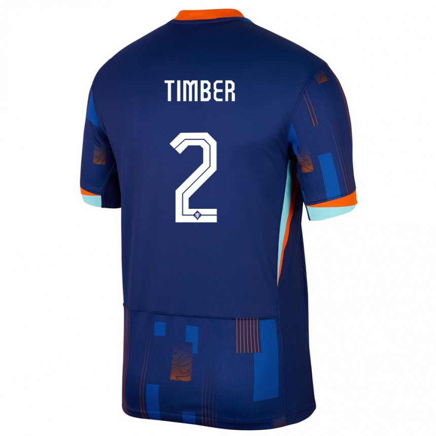 Kids Football Netherlands Jurrien Timber #2 Blue Away Jersey 24-26 T-Shirt Canada