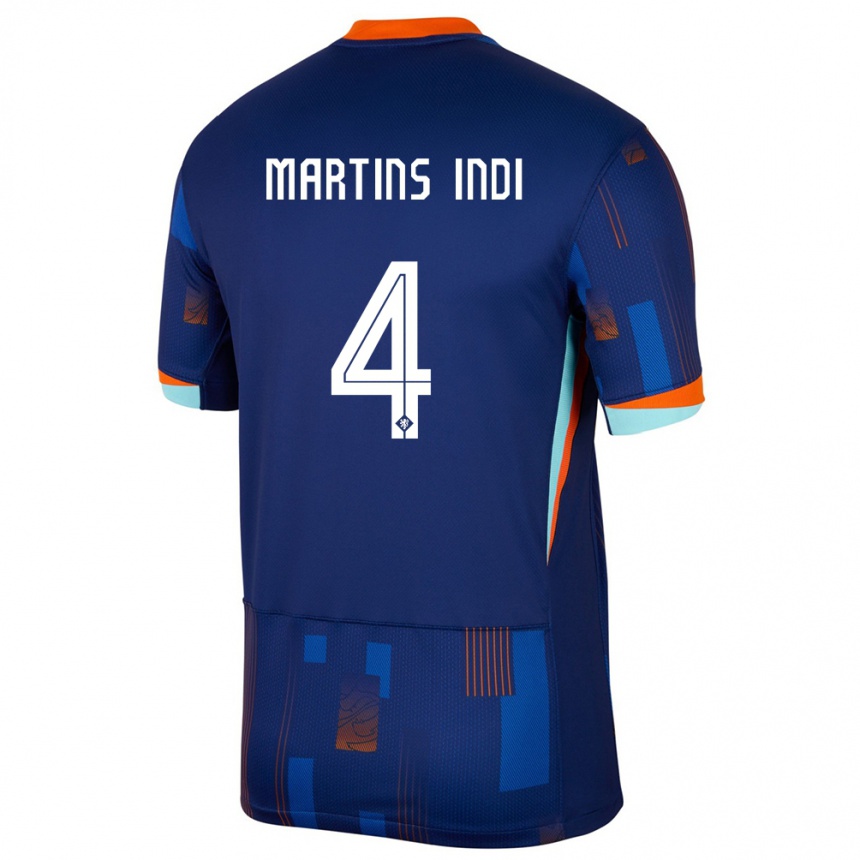 Kids Football Netherlands Bruno Martins Indi #4 Blue Away Jersey 24-26 T-Shirt Canada