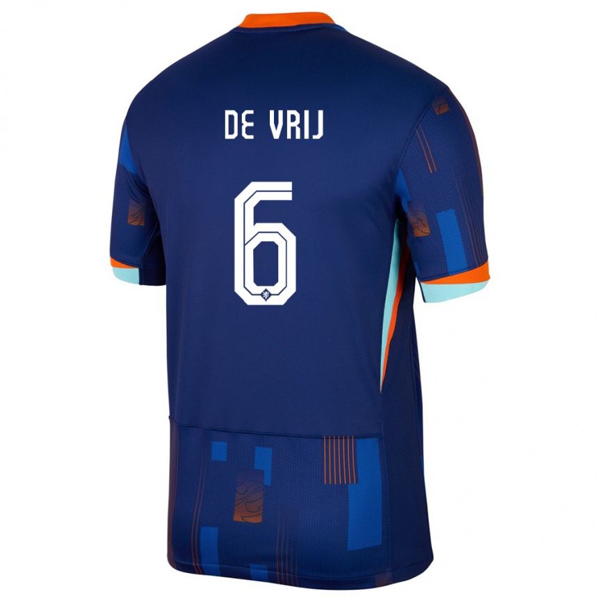 Kids Football Netherlands Stefan De Vrij #6 Blue Away Jersey 24-26 T-Shirt Canada